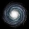 Blue spiral galaxy against black space
