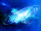 Blue spiral galaxy with vortex of energy . illustration design