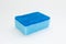 Blue sponges for cleaning and washing dishes on white background