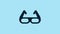 Blue Sport cycling sunglasses icon isolated on blue background. Sport glasses icon. 4K Video motion graphic animation