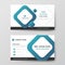 Blue square corporate business card, name card template ,horizontal simple clean layout design template ,