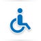 Blue square handicapped sign with wheelchair