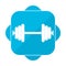 Blue square icon barbell