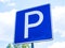 Blue square parking lot sign