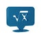 Blue Square root of x glyph icon isolated on transparent background. Mathematical expression.