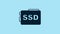 Blue SSD card icon isolated on blue background. Solid state drive sign. Storage disk symbol. 4K Video motion graphic