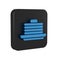 Blue Stack of pancakes icon isolated on transparent background. Baking with syrup and cherry. Breakfast concept. Black