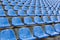 Blue stadium seats with numbering