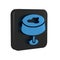 Blue Stain on the tablecloth icon isolated on transparent background. Black square button.