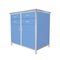 Blue and stainless steel metal medical supply cabinet, 3d illustration