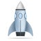 Blue standing rocket isolated vector