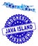 Blue Star Java Island Map Composition and Scratched Seal