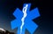 Blue star with Rod of Asclepius as symbol of medicine