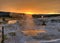 Blue Star Spring At Upper Geyser Basin Yellowstone National Park Shimmering At Sunset