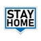 Blue Stay home, home sticker badge, symbol, vector illustration.