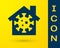 Blue Stay home icon isolated on yellow background. Corona virus 2019-nCoV. Vector.
