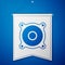 Blue Stereo speaker icon isolated on blue background. Sound system speakers. Music icon. Musical column speaker bass