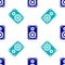 Blue Stereo speaker icon isolated seamless pattern on white background. Sound system speakers. Music icon. Musical