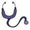 Blue stethoscope, doctor phonendoscope,, vector medical doodles, isolated object