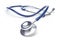 Blue stethoscope isolated in white