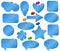 Blue stickers set with misted glass effect