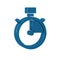 Blue Stopwatch icon isolated on transparent background. Time timer sign. Chronometer sign.