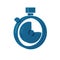 Blue Stopwatch icon isolated on transparent background. Time timer sign. Chronometer sign.