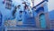 Blue streets and houses in medina of Chefchaouen city in Morocco, North Africa
