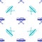 Blue Stretcher icon isolated seamless pattern on white background. Patient hospital medical stretcher. Vector