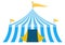 Blue striped circus tent vector icon flat isolated