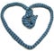 Blue striped knitting scarf as heart on white