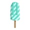 Blue Stripy Ice-Cream Bar On A Stick, Colorful Popsicle Isolated Cartoon Object