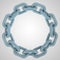 Blue strong steel chain circle in top view