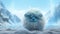 Blue Stuffed Furry Karakul In Snow: Studio Ghibli Style With Tilt Shift Effect