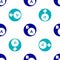 Blue Subsets, mathematics, a is subset of b icon isolated seamless pattern on white background. Vector