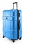 Blue suitcase plastic half-turned