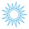 Blue sun symbol. Stylized rays star icon