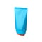 Blue sunscreen cream bottle with red cap on white background isolated close up, face or body sun screen or skin care balm