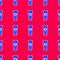 Blue Sunscreen cream in tube icon isolated seamless pattern on red background. Protection for the skin from solar