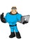 Blue Superhero - Thumb Up & Laptop