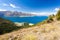 Blue surface of Lake Hawea, Central Otago, NZ