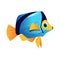 Blue surgeon fish, sea, tropical, aquarium fish. Colorful cartoon character