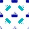 Blue Swimmer athlete icon isolated seamless pattern on white background. Vector