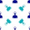 Blue Swimmer athlete icon isolated seamless pattern on white background. Vector