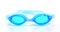 Blue swimming goggles white background