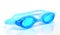 Blue swimming goggles white background