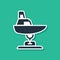 Blue Swing boat on the playground icon isolated on green background. Childrens carousel with boat. Amusement icon