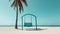 blue swing chair in the beach with palm tree and blue sky