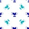 Blue Swing plane on the playground icon isolated seamless pattern on white background. Childrens carousel with plane