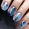 Blue Swirly Nail Art: Abstract And Delicate Winter Mist Design